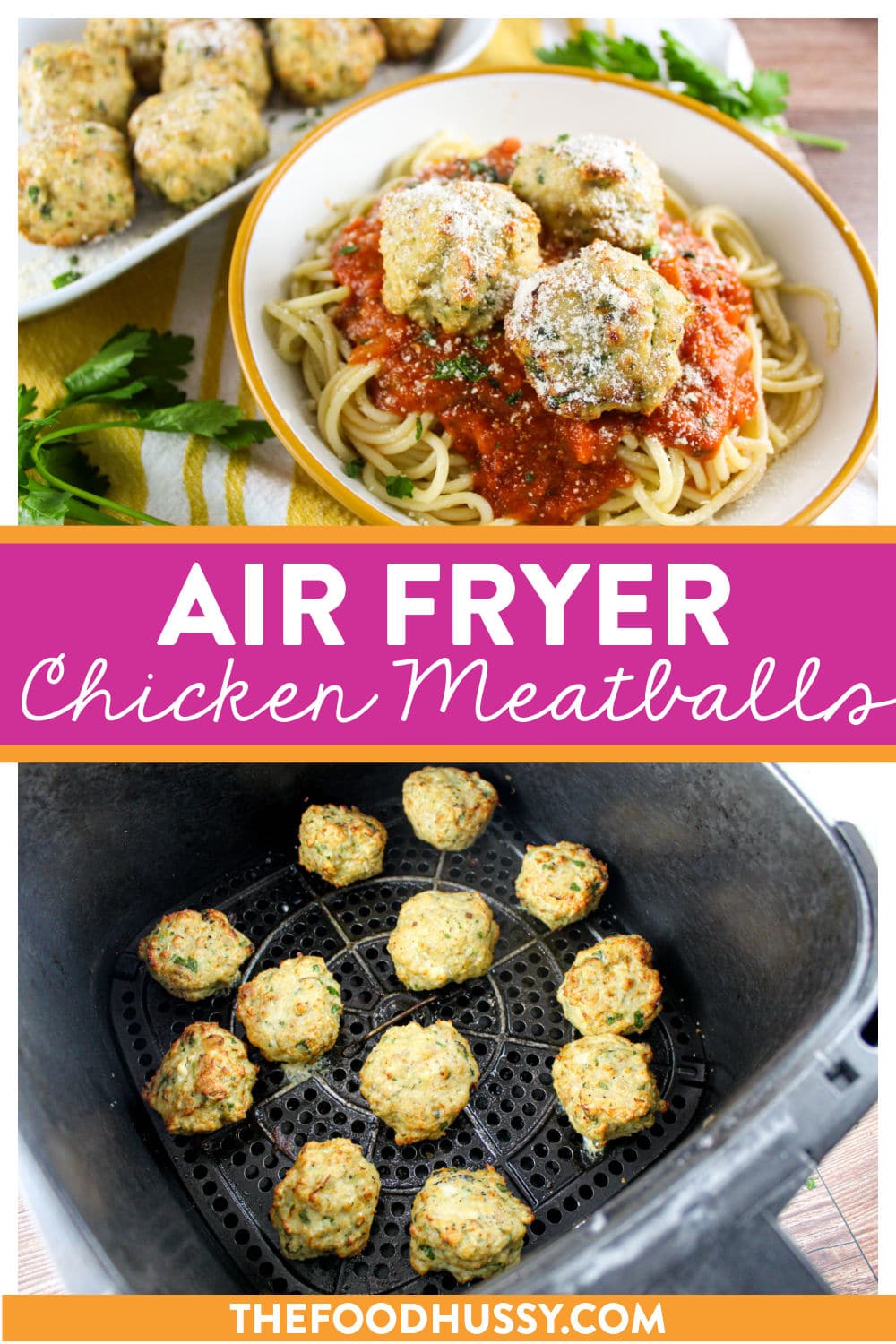 These Air Fryer Chicken Meatballs are a new favorite! Light and full of flavor from all the fresh herbs. They're great with pasta, on a sandwich or as an appetizer! (And they're healthy!) via @foodhussy
