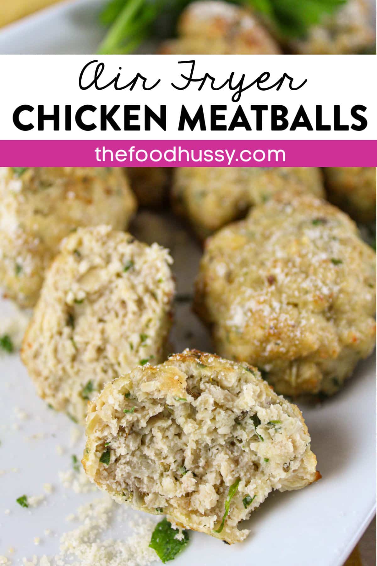These Air Fryer Chicken Meatballs are a new favorite! Light and full of flavor from all the fresh herbs. They're great with pasta, on a sandwich or as an appetizer! (And they're healthy!) via @foodhussy