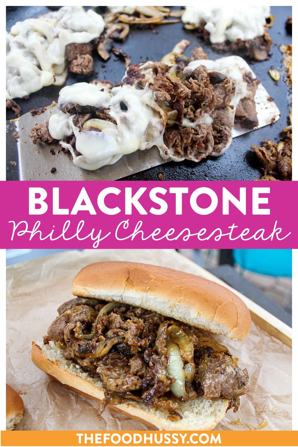 Blackstone Philly Cheese Steaks are my new favorite recipe! It's just like getting one at my favorite restaurant - but I can make it myself in 15 minutes! And have it just the way I like it - loaded with onions, mushrooms and cheese on a toasted bun! via @foodhussy