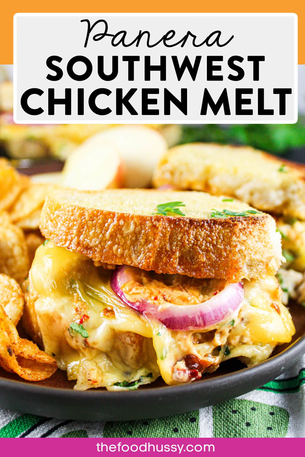 The new Panera Southwest Chicken Melt Sandwich is a delicious sandwich - but it's even better when you make it at home!! Shredded chicken, smoked gouda, red onion, cilantro and chipotle aioli on thick slices of toasted sourdough. via @foodhussy