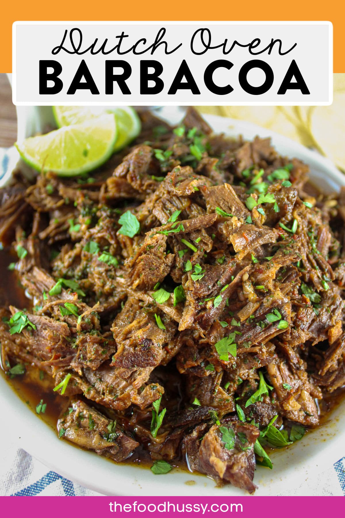 Dutch Oven Barbacoa is an easy way to make this extremely flavorful shredded beef! Serve in tacos, enchiladas, nachos or even in Beef & Noodles. You'll love the spicy chili sauces that every bite is drenched in! via @foodhussy