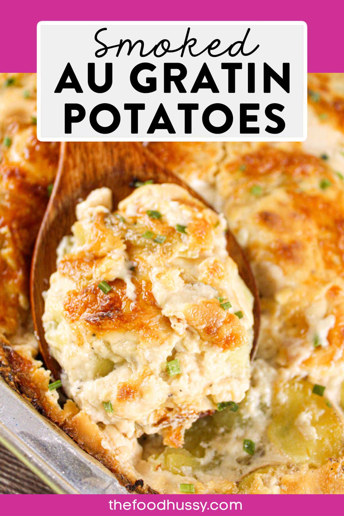 Smoked Au Gratin Potatoes will be your families new favorite side dish! Rich, creamy cheesy sauce slathered all over soft slices of Yukon gold potatoes. So good - you'll curse your mother for feeding you that boxed stuff as a kid!  via @foodhussy
