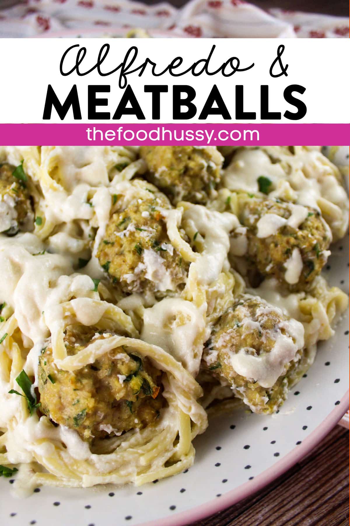 Alfredo and Meatballs are a delicious combination you never knew you needed! Rich homemade creamy alfredo sauce topped with light chicken meatballs will be a new family favorite! (And it's done in about 30 minutes!) via @foodhussy