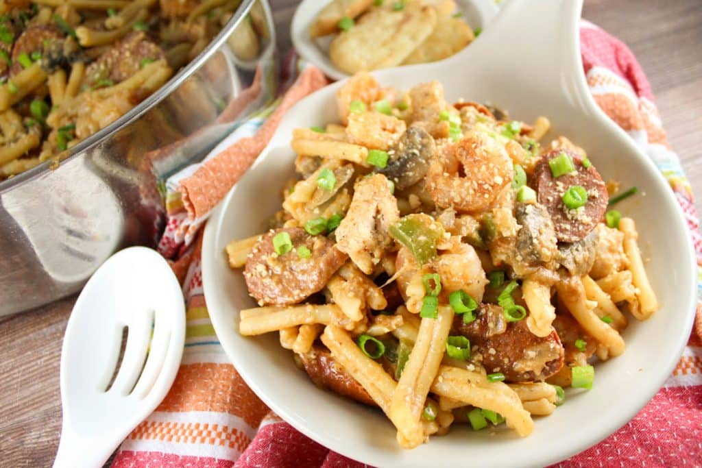 Chicken, Sausage and Shrimp Pasta