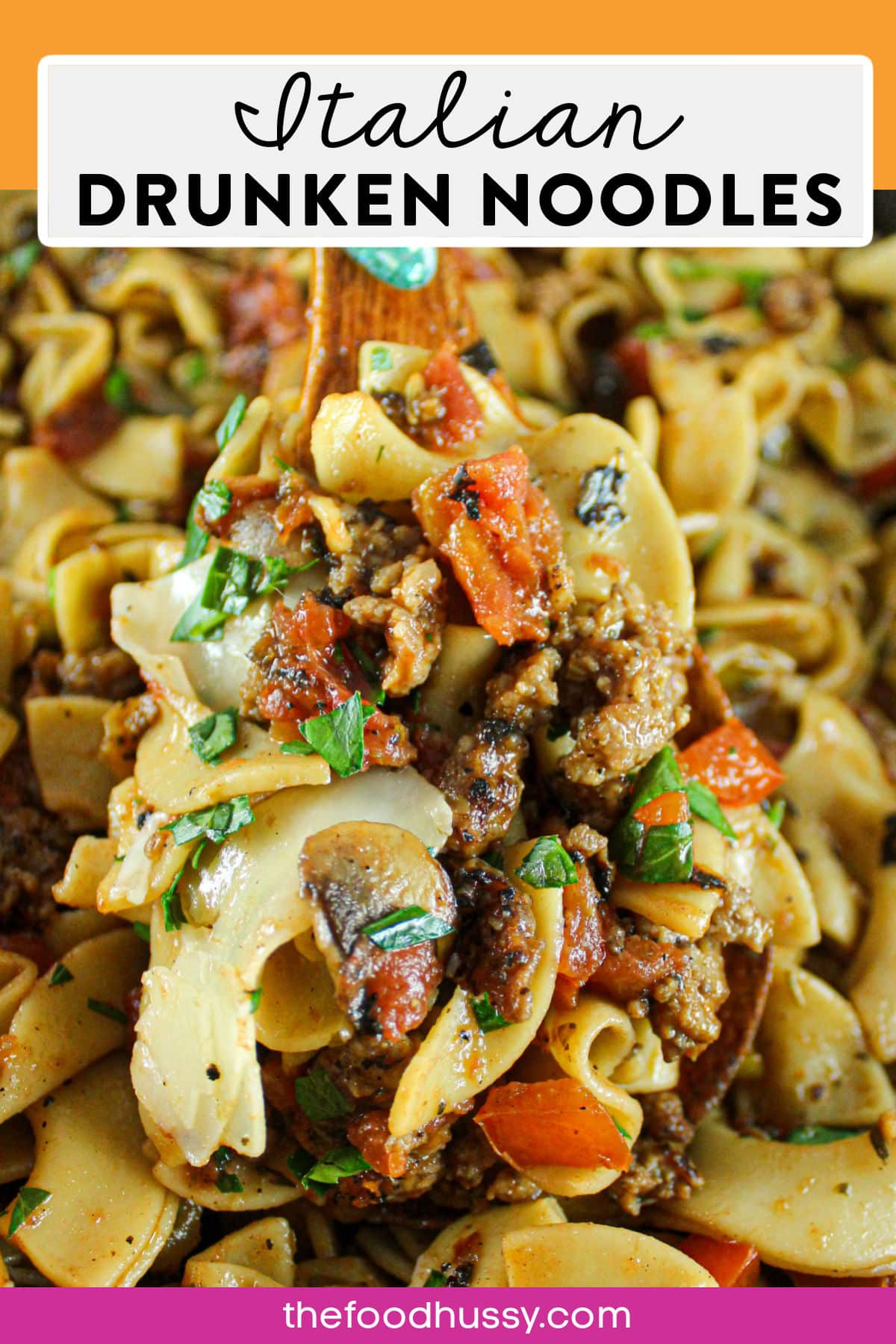 Italian Drunken Noodles are a light and easy weeknight dish featuring veggies and Italian sausage with a touch of white wine. You'll have this dish on the table in just 15 minutes! via @foodhussy