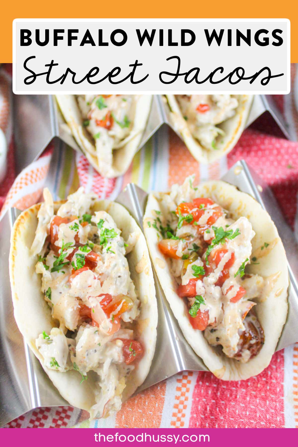 Buffalo Wild Wings Street Tacos are full of shredded chicken coated with their delicious Parmesan Garlic sauce! Then topped with pico and and a spicy Southwestern Ranch - these little guys pack a punch! via @foodhussy