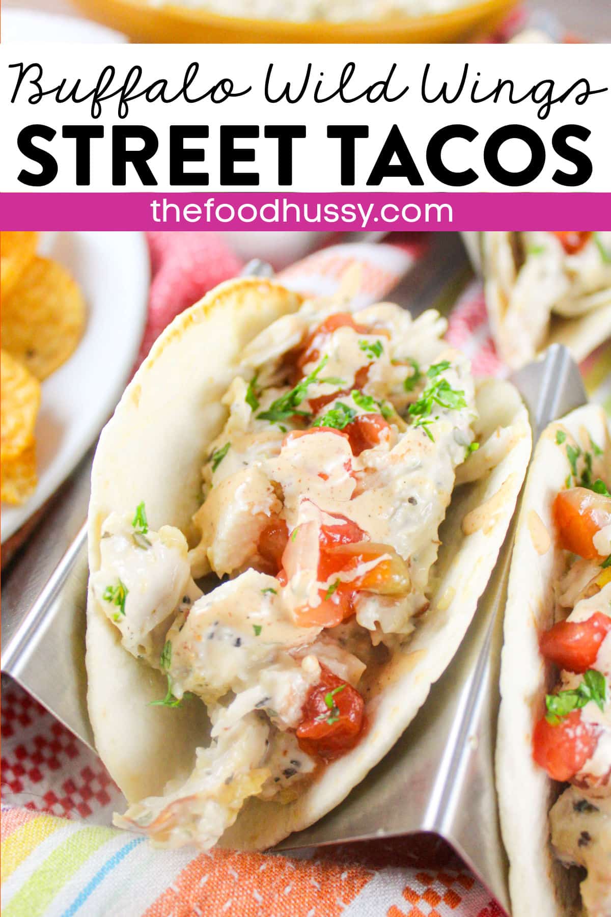 Buffalo Wild Wings Street Tacos are full of shredded chicken coated with their delicious Parmesan Garlic sauce! Then topped with pico and and a spicy Southwestern Ranch - these little guys pack a punch! via @foodhussy