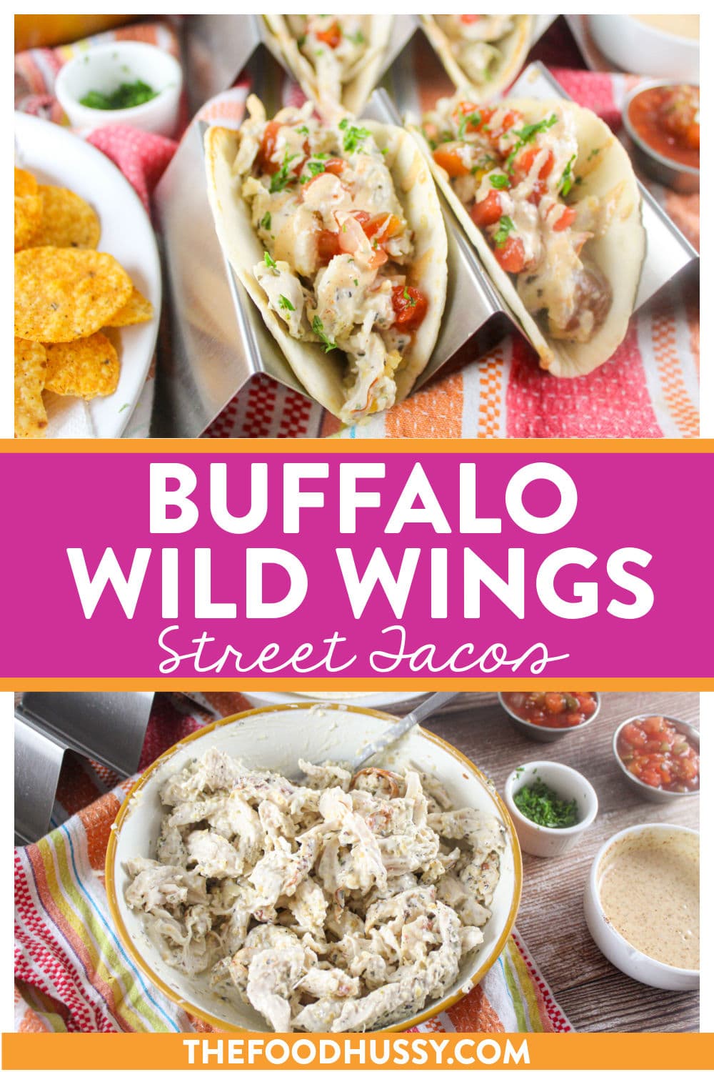 Buffalo Wild Wings Street Tacos are full of shredded chicken coated with their delicious Parmesan Garlic sauce! Then topped with pico and and a spicy Southwestern Ranch - these little guys pack a punch! via @foodhussy