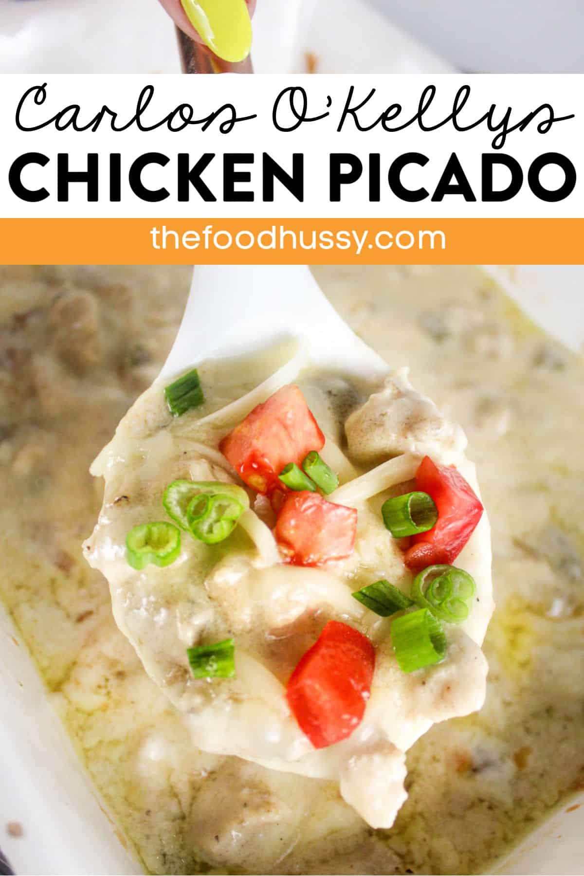 Carlos O'Kellys Chicken Picado is a restaurant favorite! Tender pieces of marinated chicken breast with a creamy garlic butter sauce with sautéed green peppers & onions, and melted Monterrey Jack.  via @foodhussy