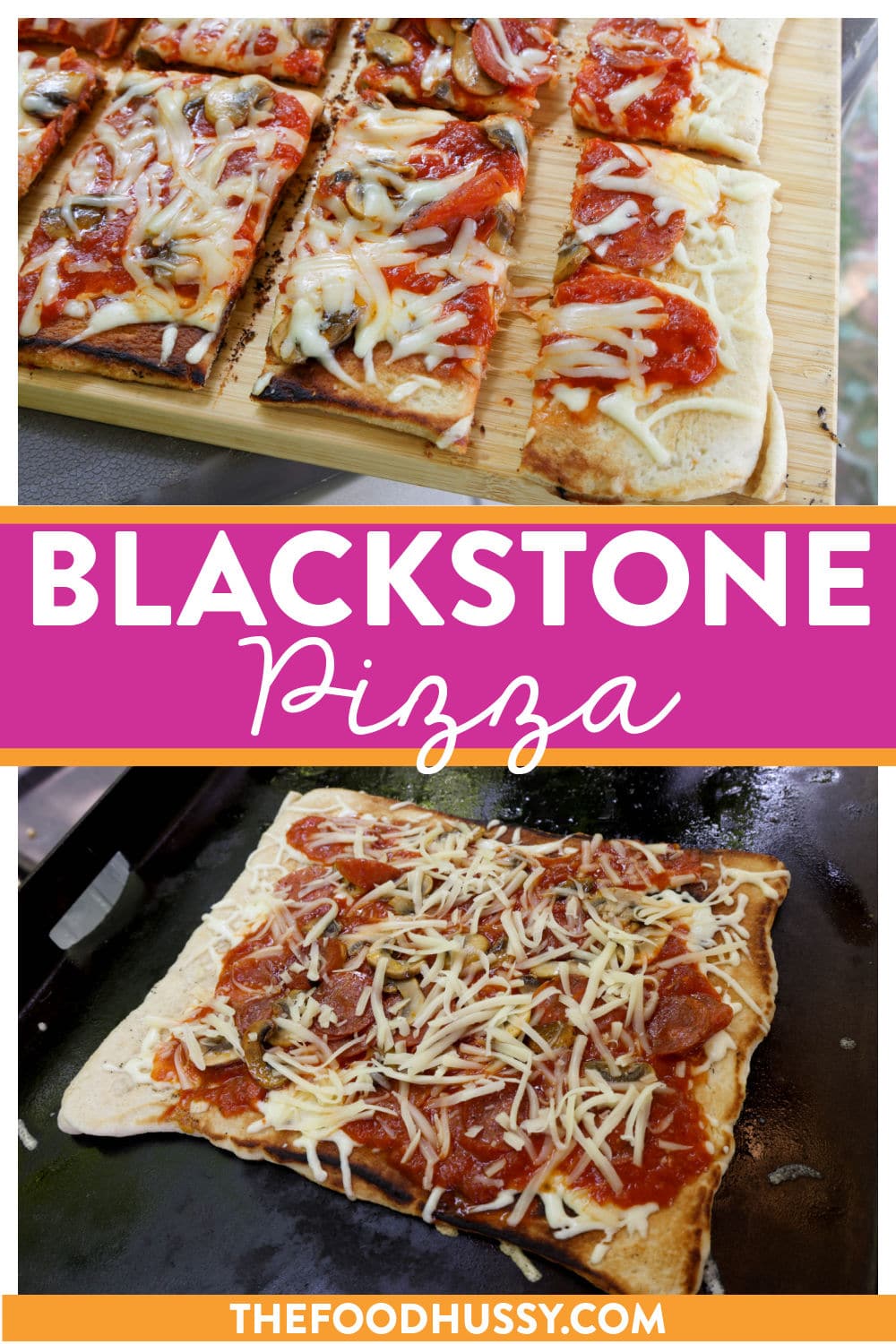 Blackstone Pizza is a quick way to make a delicious dinner that everyone will love! No matter what kind of crust you're using, you'll have a crispy crust and then loads of your favorite toppings! via @foodhussy