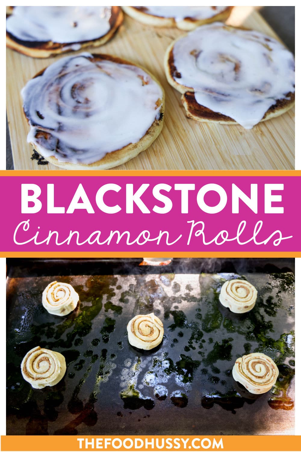 No more waiting for 20 minutes for Cinnamon Rolls to bake in the oven! Smashed Cinnamon Rolls on the Blackstone are done in less than 5 minutes! These Cinnamon Rolls are fluffy with a little crunch and drenched in icing! via @foodhussy