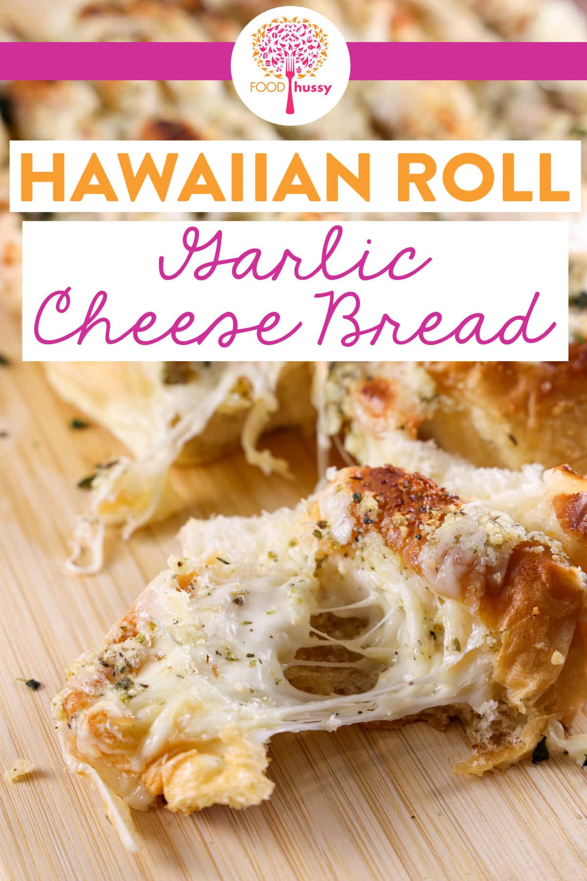 Hawaiian Roll Garlic Bread with Cheese adds a subtle sweetness to your favorite side dish! Loaded with garlic butter, these little guys pull apart with cheesy ease!  Perfect for a side dish or appetizer for any meal! via @foodhussy