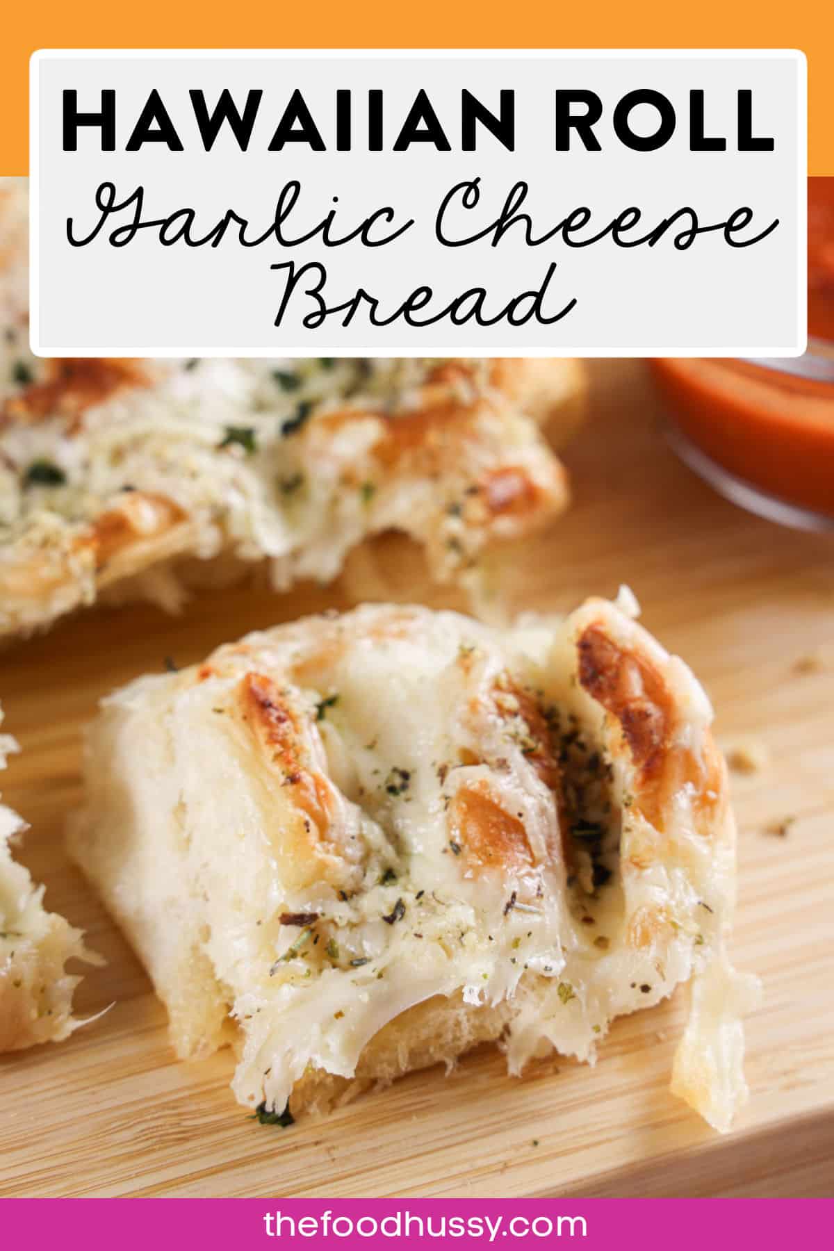 Hawaiian Roll Garlic Bread with Cheese adds a subtle sweetness to your favorite side dish! Loaded with garlic butter, these little guys pull apart with cheesy ease!  Perfect for a side dish or appetizer for any meal! via @foodhussy