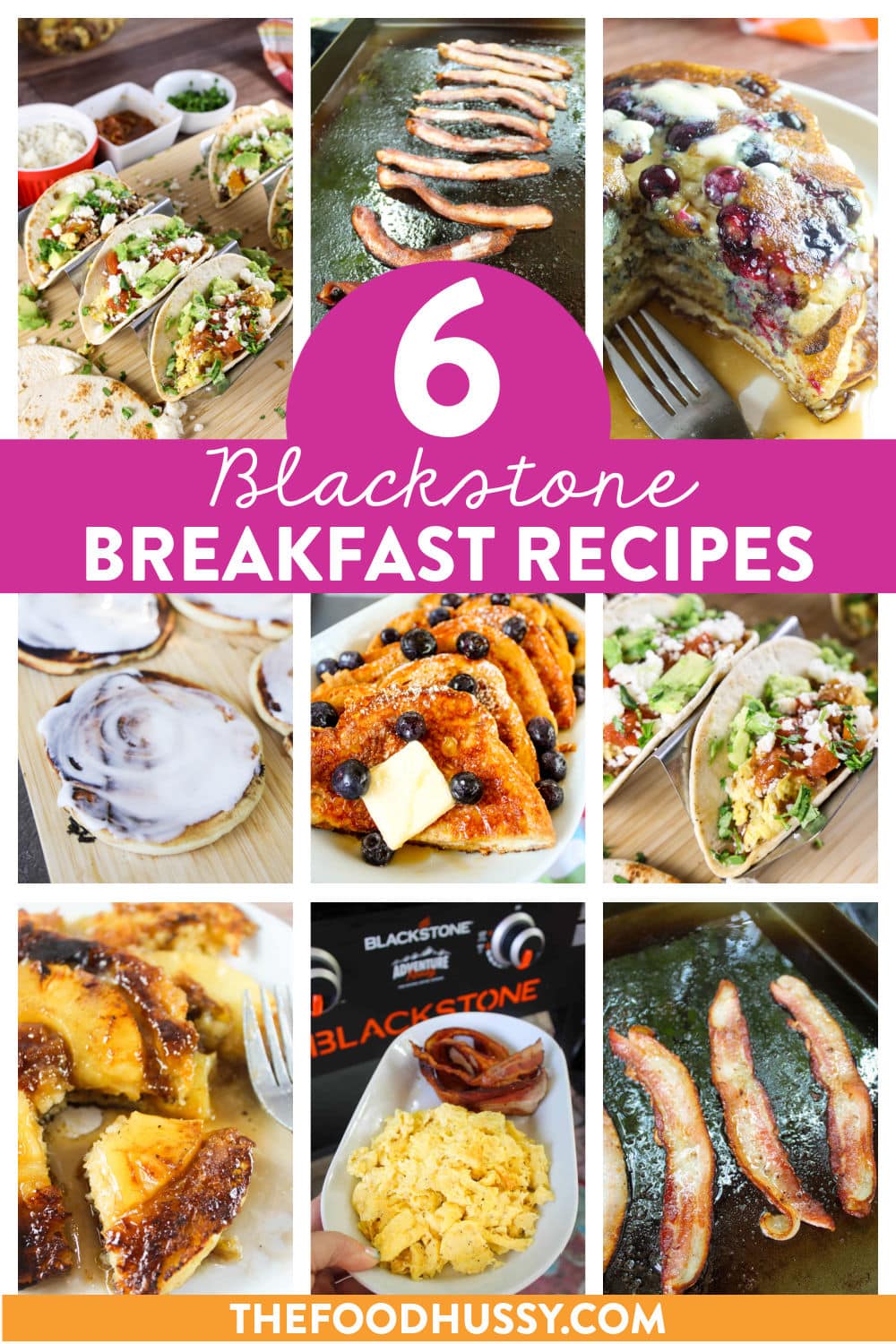 The Blackstone Flattop Griddle is PERFECT for Breakfast - along with every other meal. This is a list of my favorite Blackstone Breakfast Recipes - perfect for your whole family! Start simple with scrambled eggs & bacon and then move up to specialty pancakes and breakfast tacos!  via @foodhussy