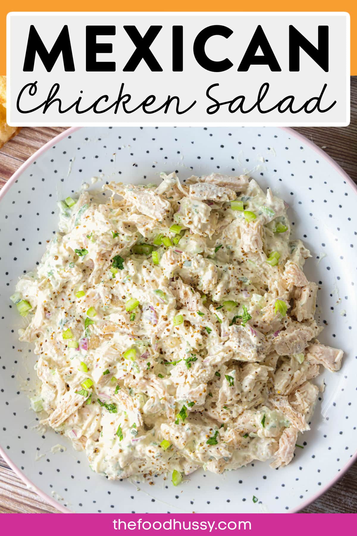 This Mexican Chicken Salad has everything you love about chicken salad with a spicy kick! Creamy mayo, chunks of juicy chicken breast combined with jalapeno, red onion, lime juice and Tajin chili lime seasoning! Perfect on a croissant any day! via @foodhussy