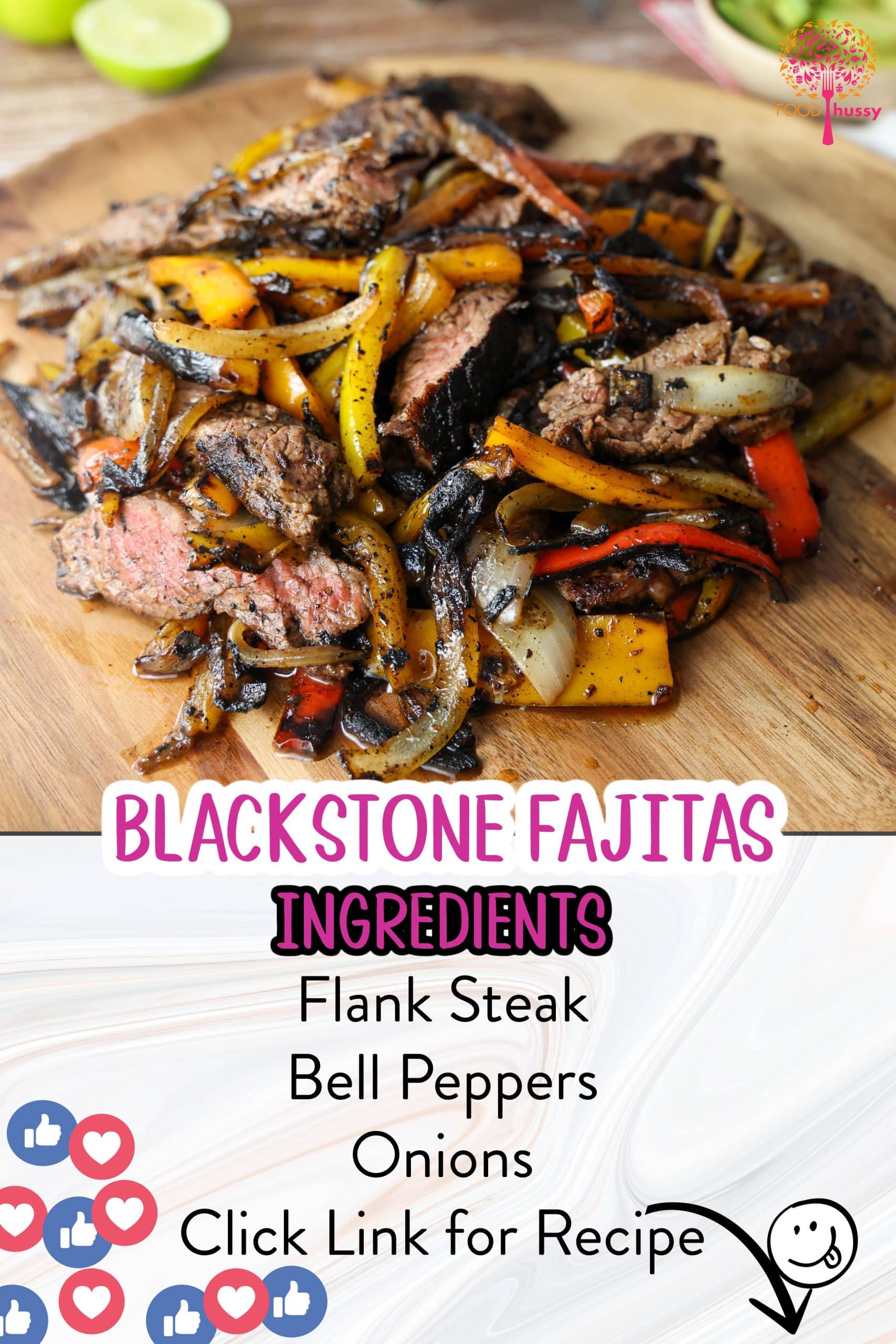 Enjoy juicy Steak Fajitas on the Blackstone griddle, where tender beef, seasoned and seared, meets grilled peppers and onions for a delicious Tex-Mex meal with a smoky flavor. It's a quick and tasty dish that everyone will love. via @foodhussy