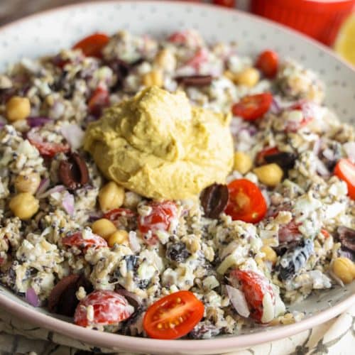 Mediterranean brown rice and quinoa salad