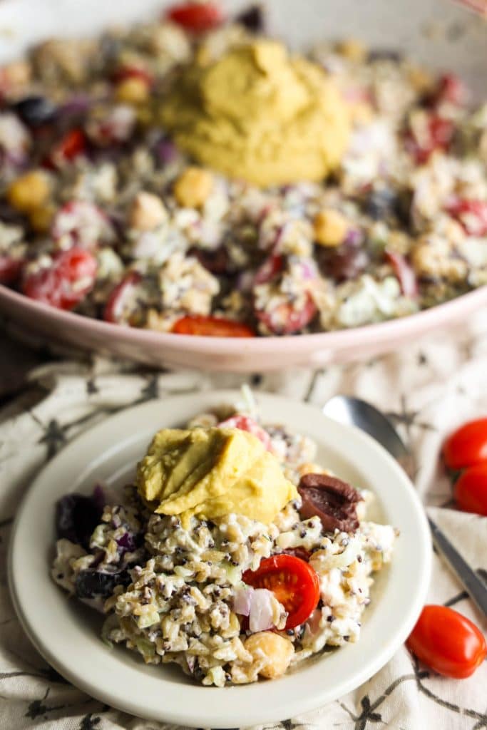 Mediterranean brown rice and quinoa salad