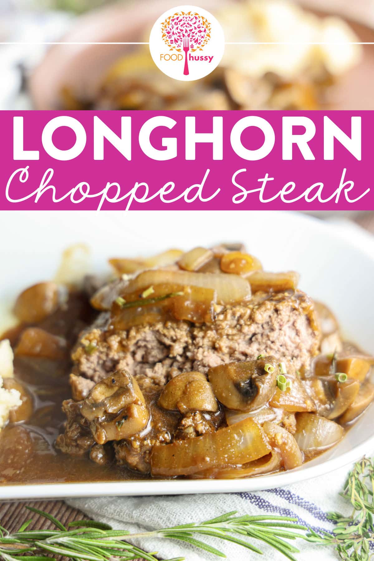 Longhorn Steakhouse Chopped Steak features a juicy blend of ground beef seasoned with a mix of savory spices, then cooked to perfection. Topped with caramelized onions and sautéed mushrooms swimming in a rich garlic butter brown gravy, this hearty dish is comfort food on a plate. via @foodhussy