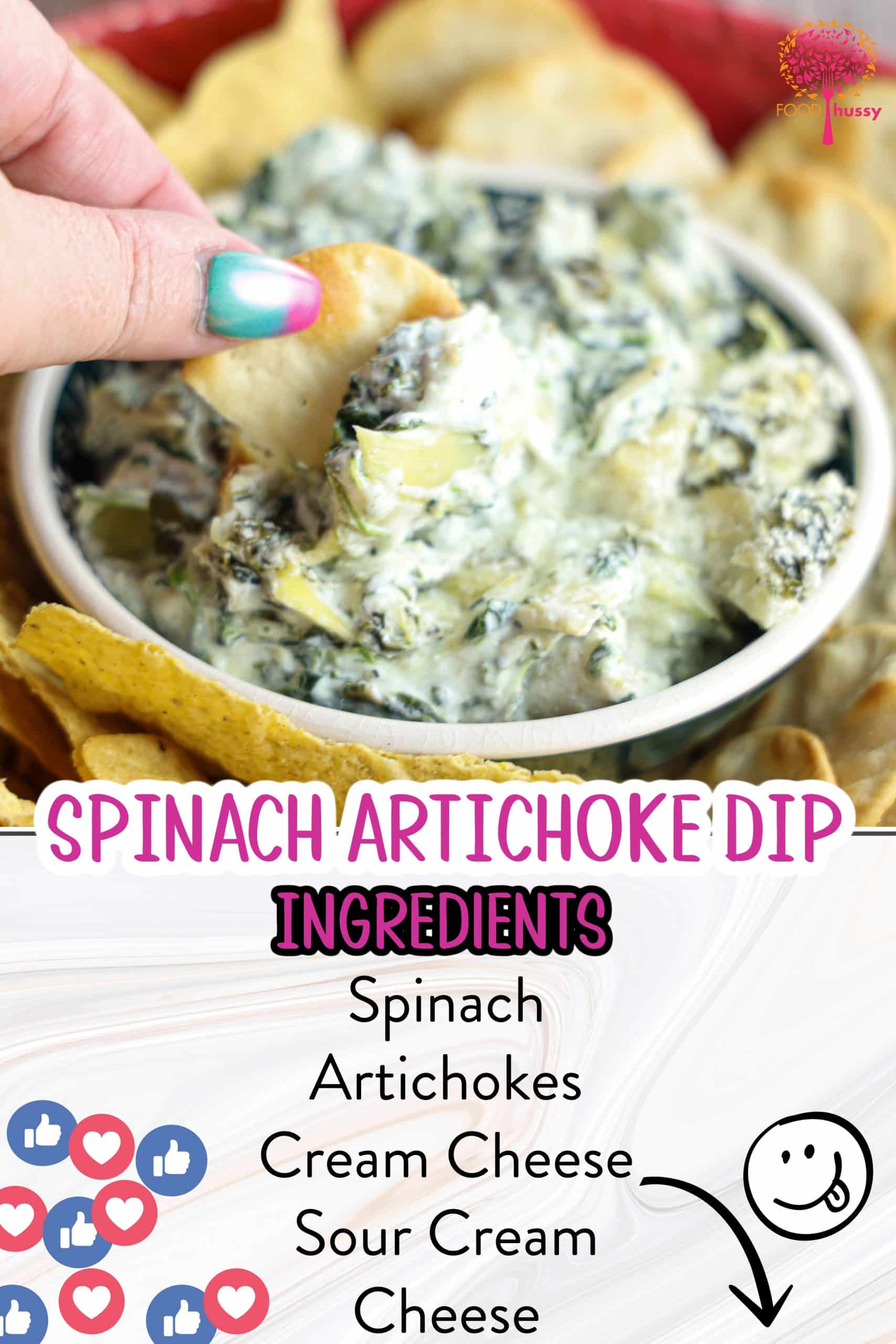 Spinach artichoke dip can be made without mayo - and still be a delicious creamy, savory blend of tender spinach, tangy artichokes and rich cheeses. Served warm with crispy tortilla chips or bread, it’s a crowd-pleasing appetizer perfect for gatherings. via @foodhussy