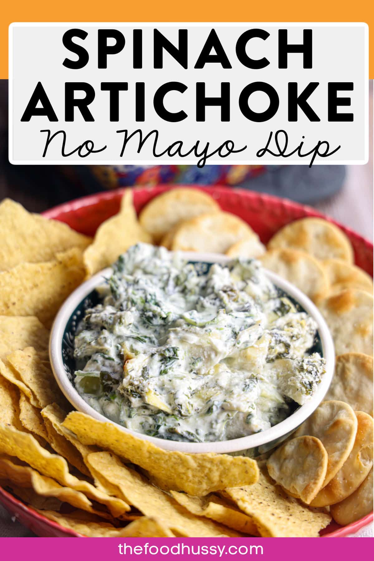 Spinach artichoke dip can be made without mayo - and still be a delicious creamy, savory blend of tender spinach, tangy artichokes and rich cheeses. Served warm with crispy tortilla chips or bread, it’s a crowd-pleasing appetizer perfect for gatherings. via @foodhussy