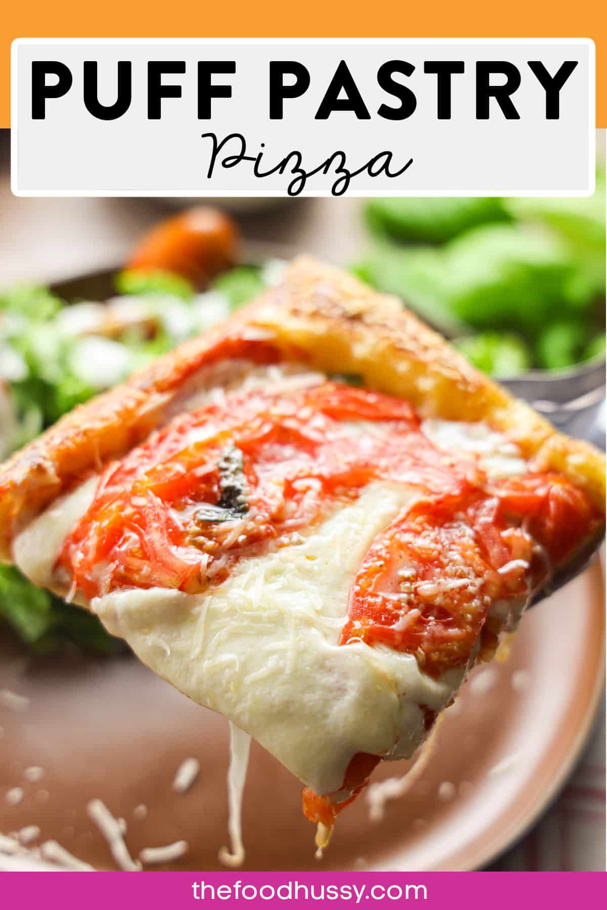 Puff pastry pizza features a flaky, golden crust made from layers of buttery pastry, providing a light and crispy base. Topped with savory sauce, melted cheese and a variety of toppings, it offers a delicious twist on traditional pizza. via @foodhussy