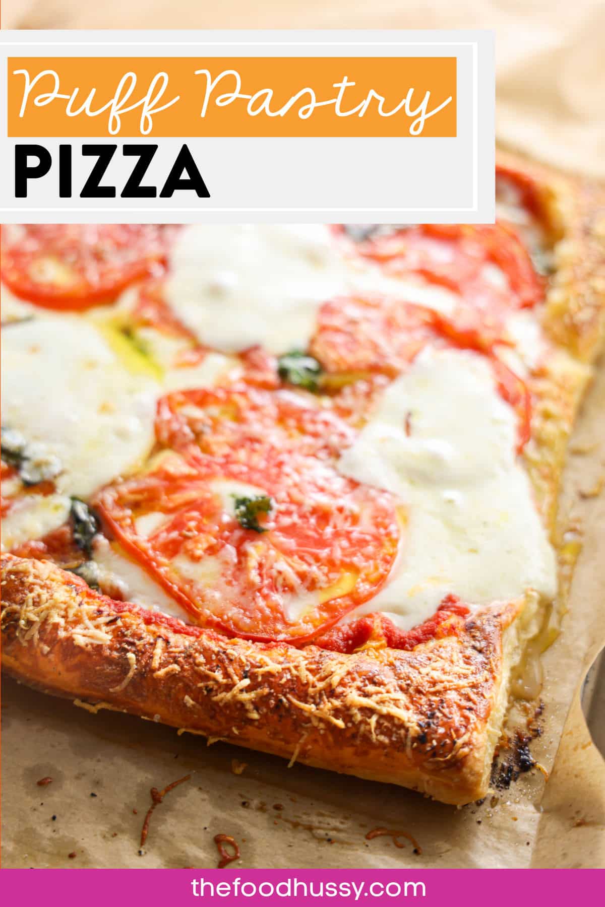 Puff pastry pizza features a flaky, golden crust made from layers of buttery pastry, providing a light and crispy base. Topped with savory sauce, melted cheese and a variety of toppings, it offers a delicious twist on traditional pizza. via @foodhussy
