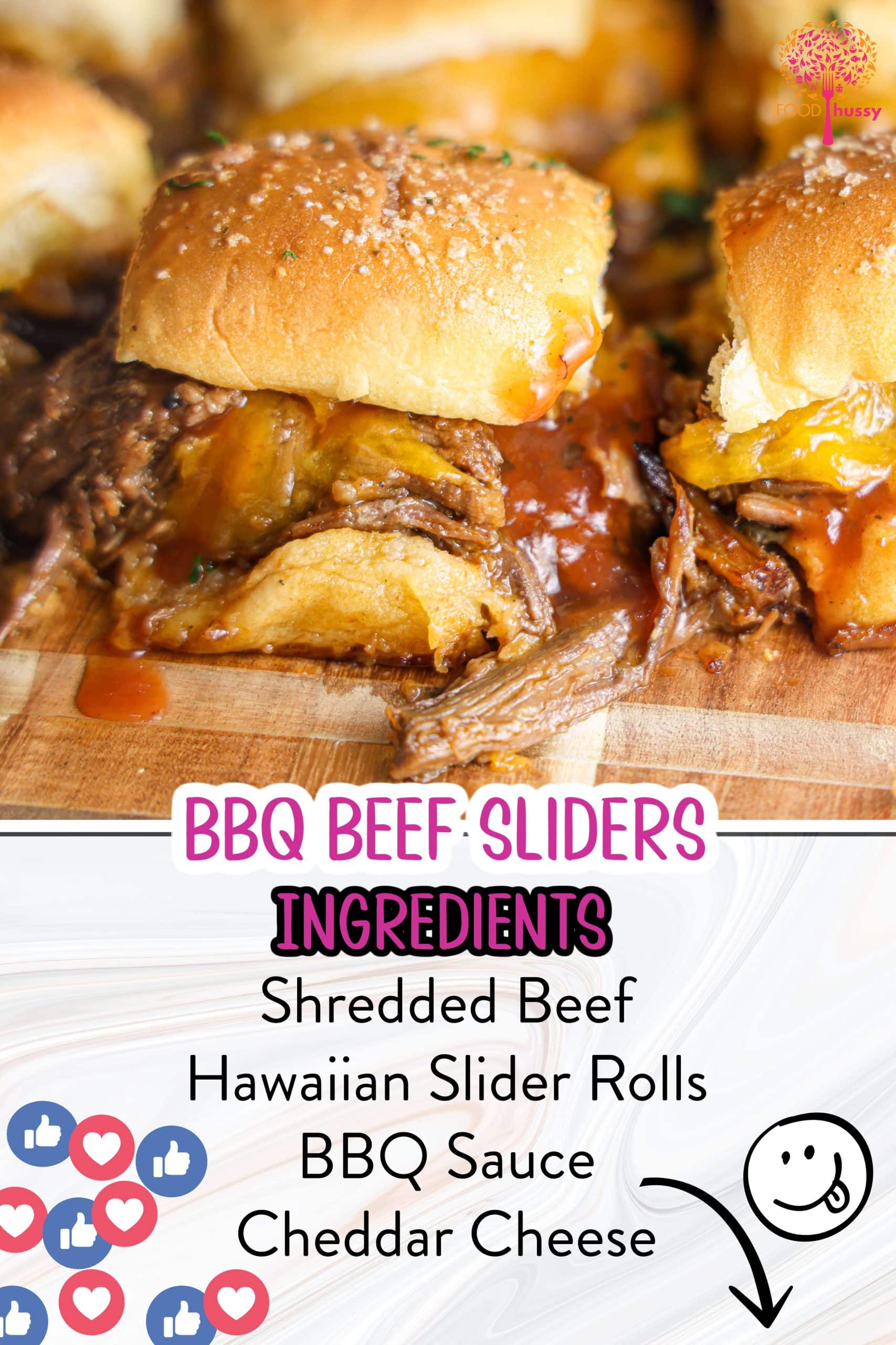 BBQ beef sliders are loaded with tender, juicy shredded beef smothered in rich, smoky barbecue sauce and melty cheese served on soft mini buns. These bite-sized delights pack a flavorful punch perfect for any gathering. via @foodhussy