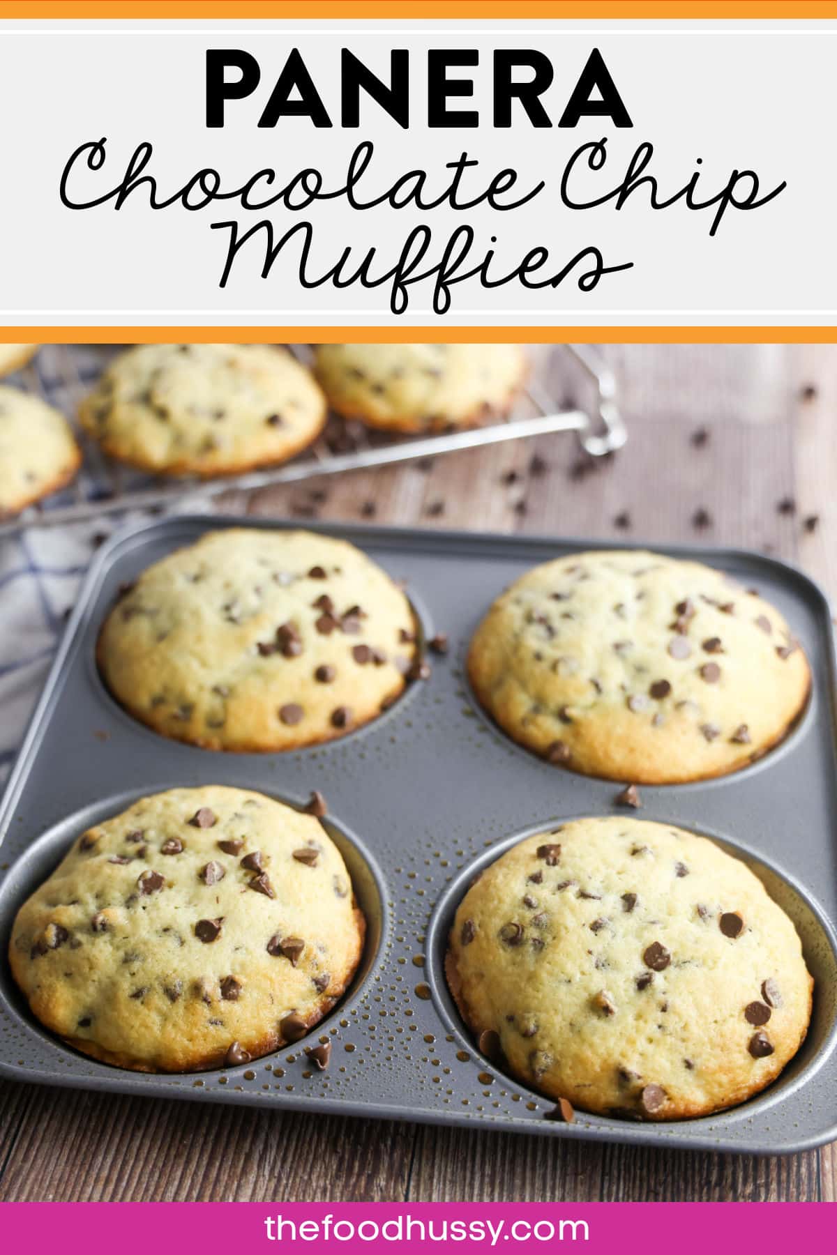 These Copycat Panera Chocolate Chip Muffies are so delicious and easy to make - they'll keep you out of the Panera Bread Drive-Thru! Light and fluffy muffin TOPS loaded with chocolate chips. These copycat muffies literally melt in your mouth!  via @foodhussy