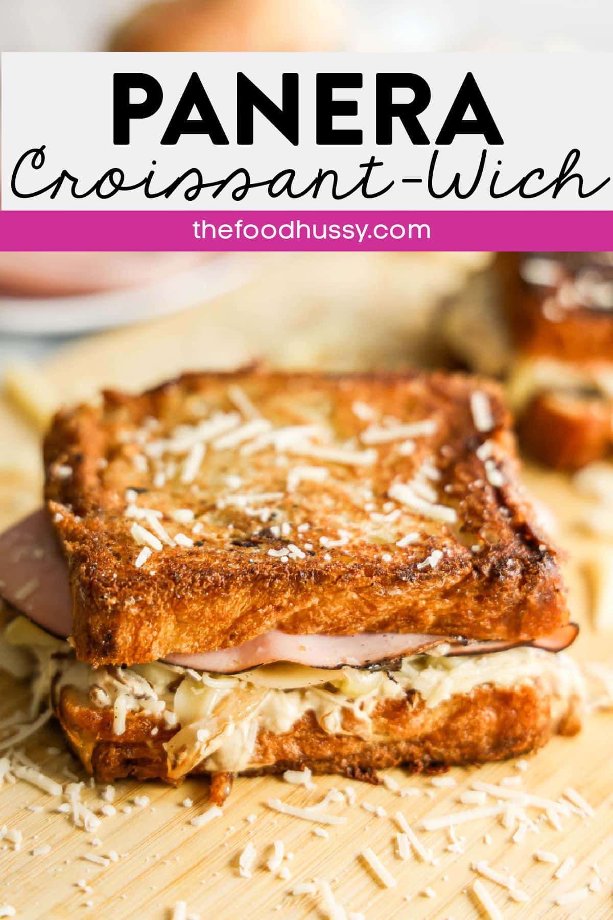 This copycat Panera Croque Monsieur Croissant Toast Sandwich stacks Black Forest ham with melty provolone and asiago, plus a rich caramelized onion spread. All that cheesy goodness is nestled on warm, buttery Croissant Toast—just like the original, but homemade! via @foodhussy