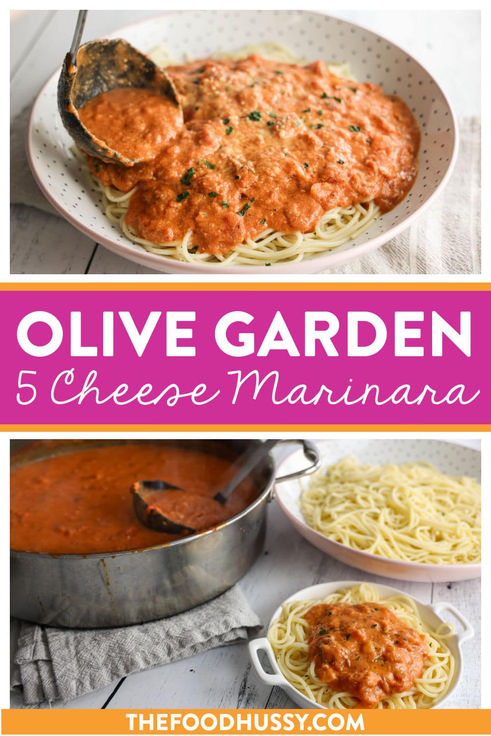 This Copycat Olive Garden Five Cheese Marinara is a cheesy, tomato dream come true—creamy, bold, and ready to smother your pasta like it means it. With gouda, parmesan, romano, ricotta, and asiago, it’s basically the diva of red sauces! via @foodhussy