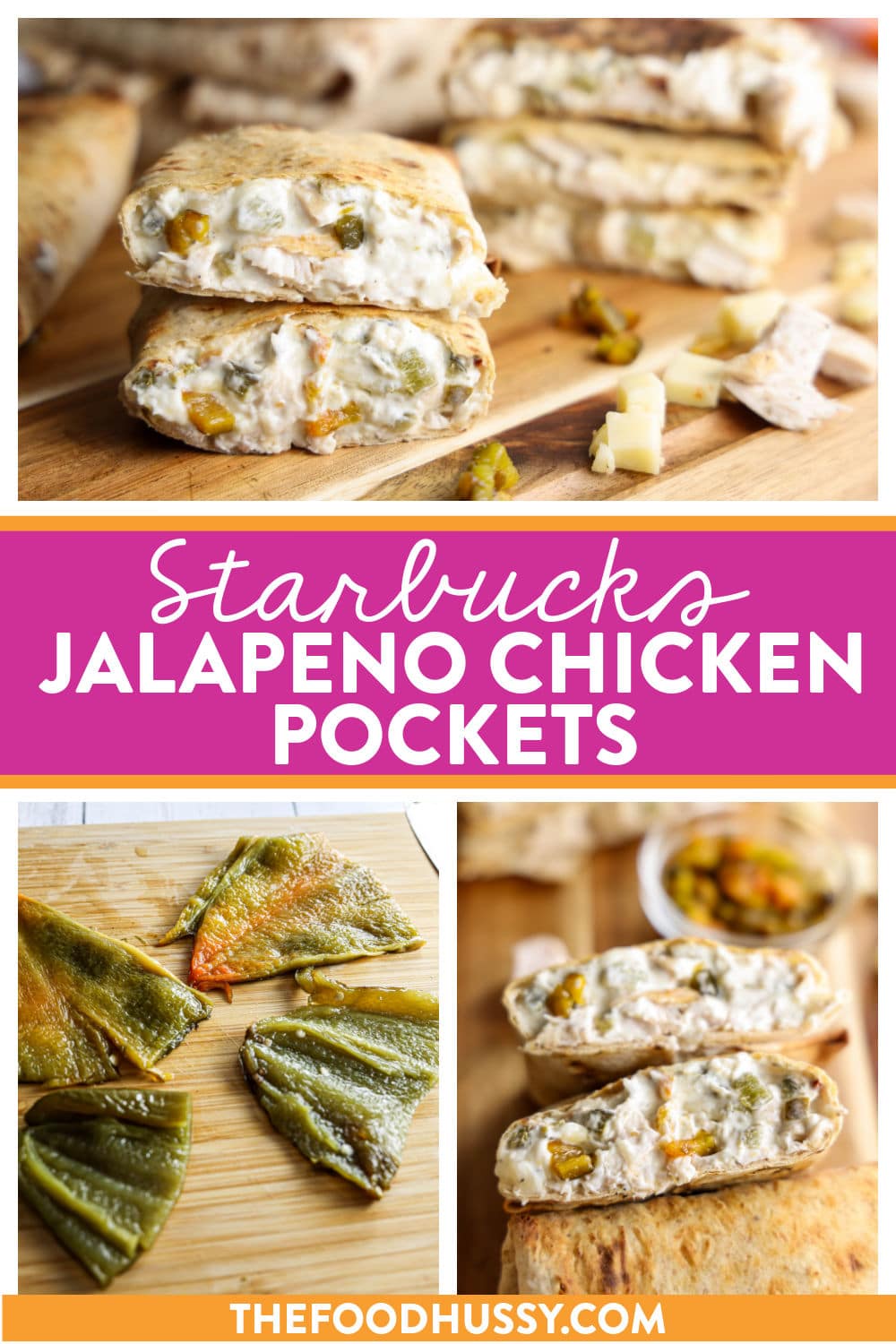 These Copycat Starbucks Jalapeño Chicken Pockets are stuffed with roasted chicken, jalapeños, poblano peppers, cream cheese and melty pepper jack, all wrapped in a warm and soft wrap. They deliver bold heat and irresistible creaminess in every bite—Starbucks who? via @foodhussy