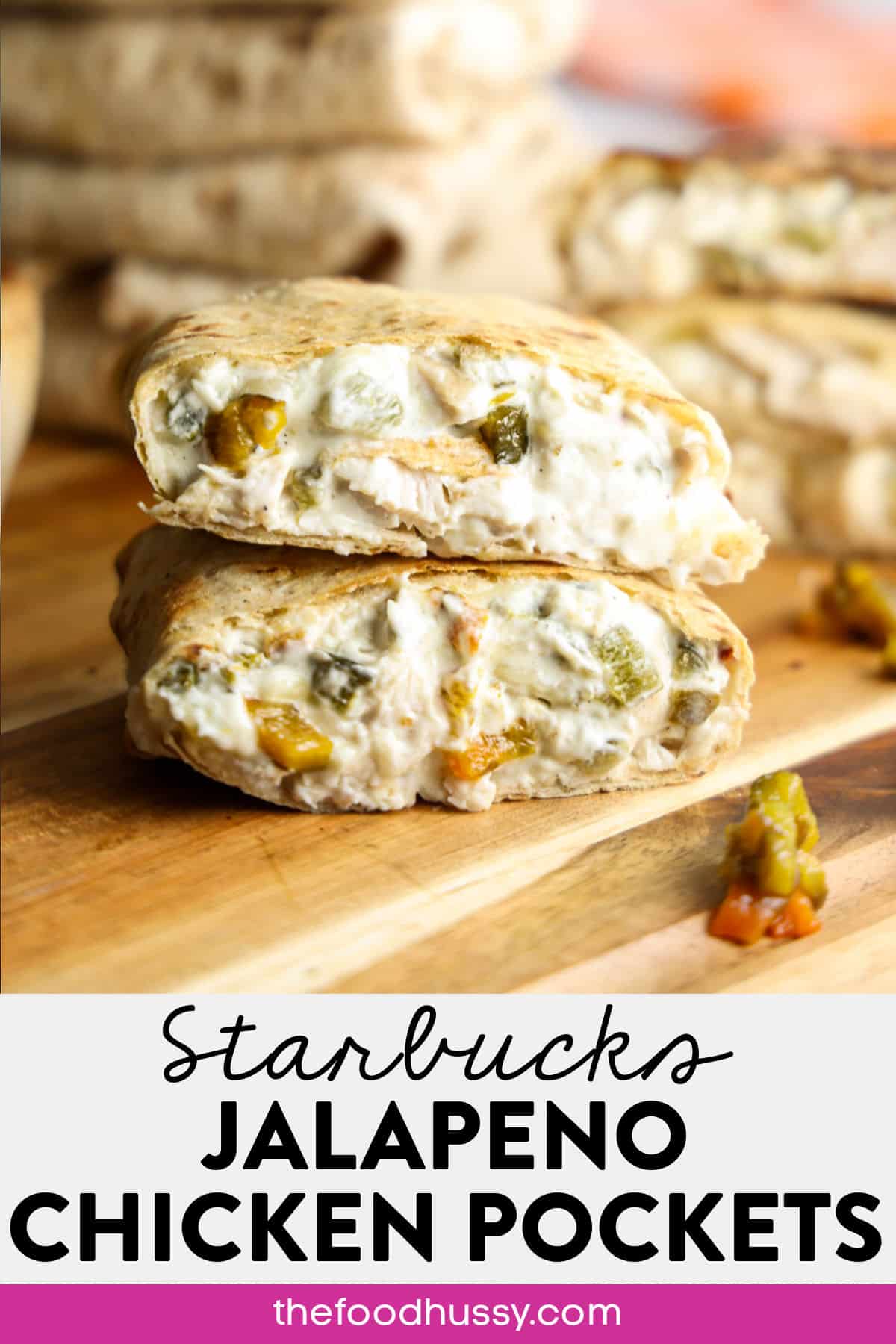 These Copycat Starbucks Jalapeño Chicken Pockets are stuffed with roasted chicken, jalapeños, poblano peppers, cream cheese and melty pepper jack, all wrapped in a warm and soft wrap. They deliver bold heat and irresistible creaminess in every bite—Starbucks who? via @foodhussy