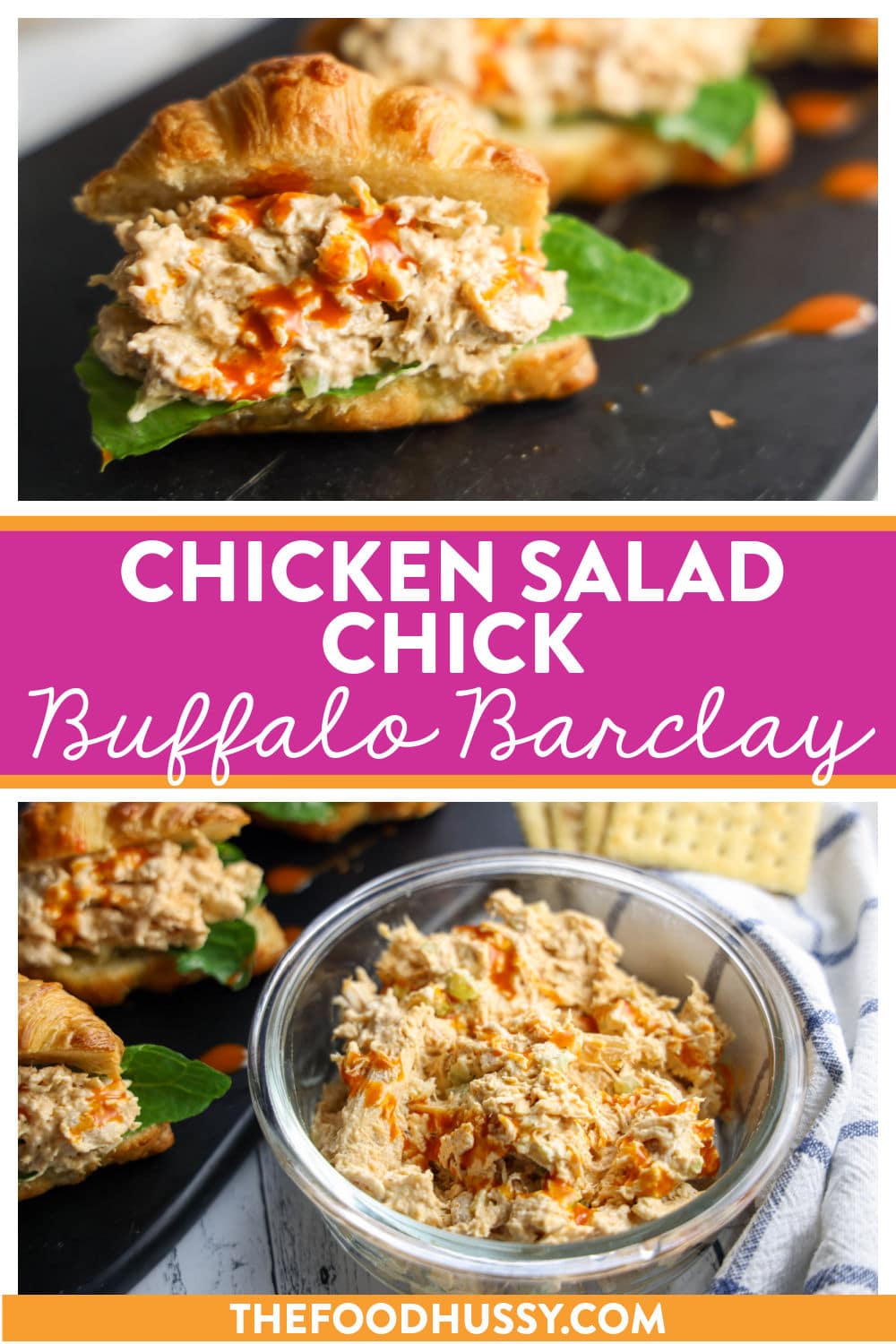 Chicken Salad Chick Buffalo Barclay is creamy and spicy chicken salad. He’s got a kick of heat but all the perfection of a Chicken Salad Chick chicken salad. The taste is like buffalo wings met your favorite deli counter—and they made magic. via @foodhussy