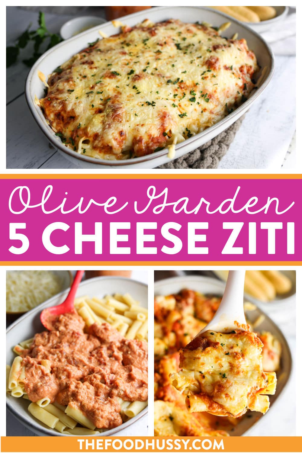 Olive Garden Five Cheese Ziti al Forno is the ultimate pasta dupe—ziti noodles swimming in a bold, cheesy blend of marinara and Alfredo, with five Italian cheeses baked right in. Topped with gooey mozzarella and baked to perfection, it’s like date night at Olive Garden… minus the bill and the awkward waiter small talk. 🍝😏 via @foodhussy