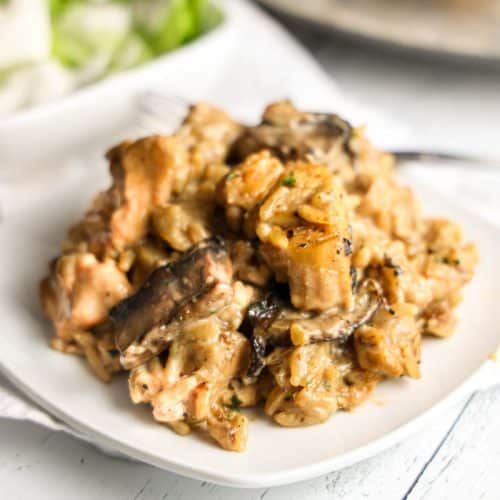 One Pot Creamy Mushroom Chicken & Rice
