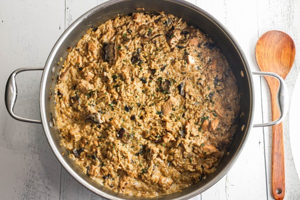 One Pot Creamy Mushroom Chicken & Rice