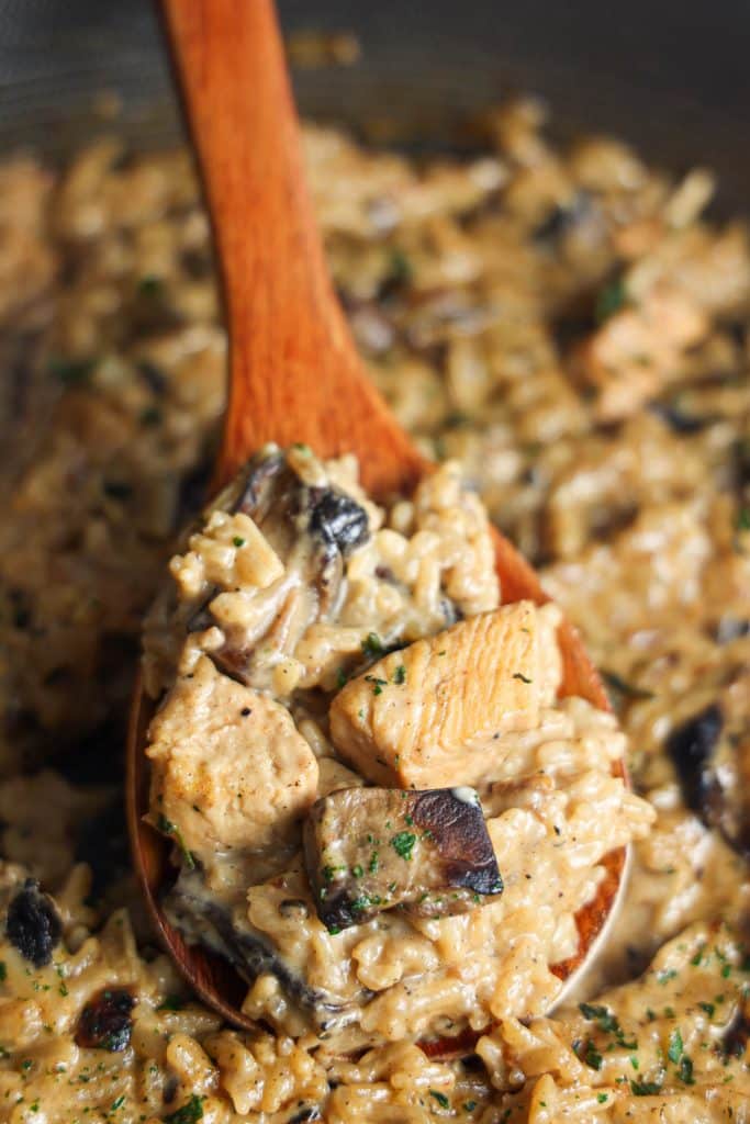 One Pot Creamy Mushroom Chicken & Rice