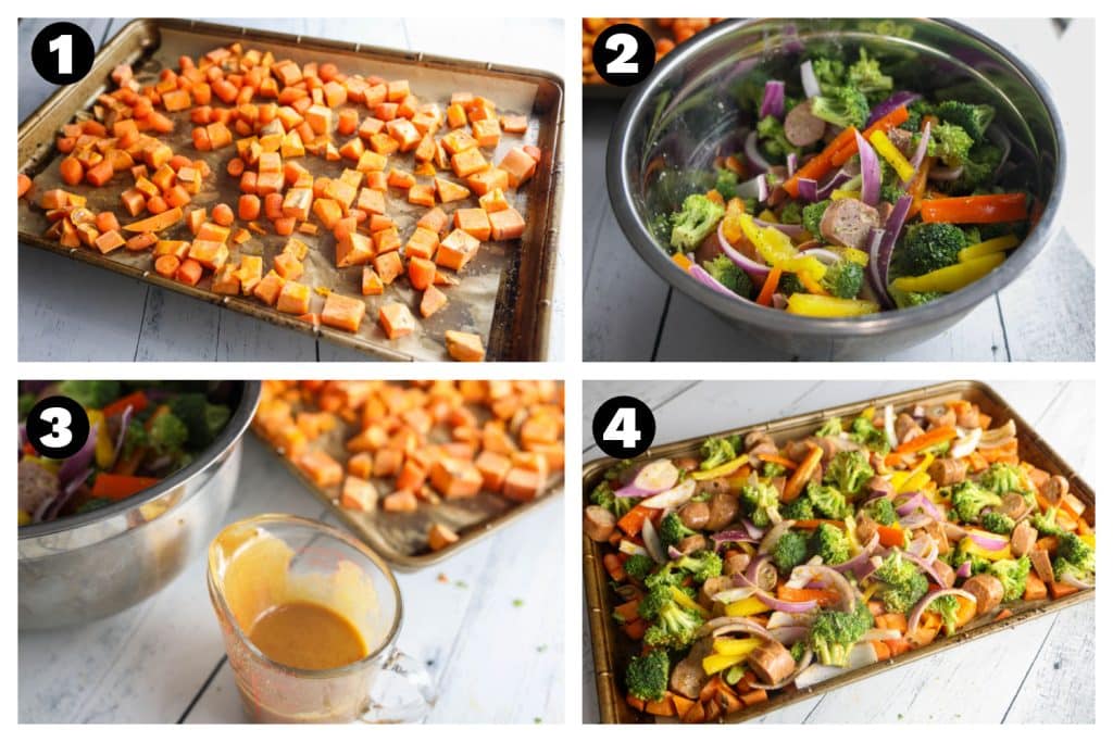 how to make Chicken Apple Sausage Sheet Pan Dinner