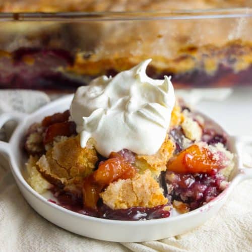 peach blueberry cobbler