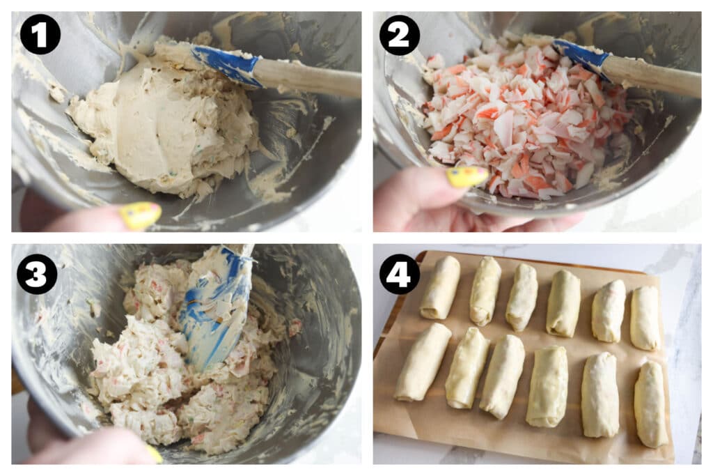 how to make crab rangoon egg roll filling