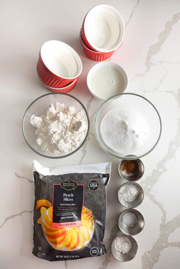 ingredients for Mini Peach Cobbler