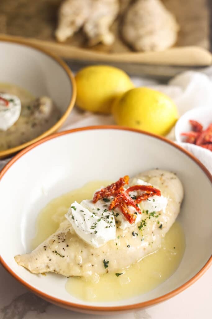 Carrabba's Chicken Bryan with goat cheese, sun-dried tomatoes, fresh basil and lemon butter sauce