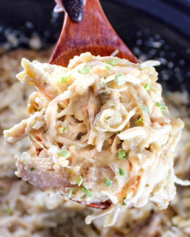 Four Ingredient Slow Cooker Chicken & Stuffing is a great meal for any busy weeknight. One of those set it and forget it meals with shredded chicken, stuffing and a creamy delicious gravy! #slowcooker #crockpot #chicken #stuffing #onepotmeals